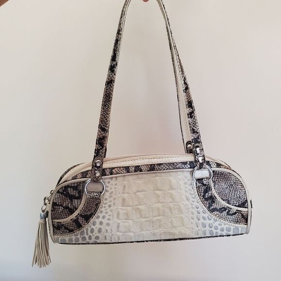 ROBERTO VASCON Hand Made Women's Hand Bag Reptile Embossed Genuine Leather Y2K - Picture 2 of 14
